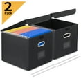 thumbnail image 1 of PHANCIR Foldable File Box Collapsible with Lid and Slides, Multi-purpose Storage with Pragmatic Design File Boxes for School, Home, Office,2PACK, 1 of 9