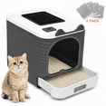 thumbnail image 1 of PHANCIR Enclosed Cat Litter Box with Lid, Easy to Clean with Includes Scoop & 4 Charcoal Deodorizer Bags, 1 of 7