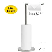 PHANCIR Freestanding Toilet Paper Holder with Top Storage Shelf, Modern Bathroom Toilet Paper Roll Holder, Silver