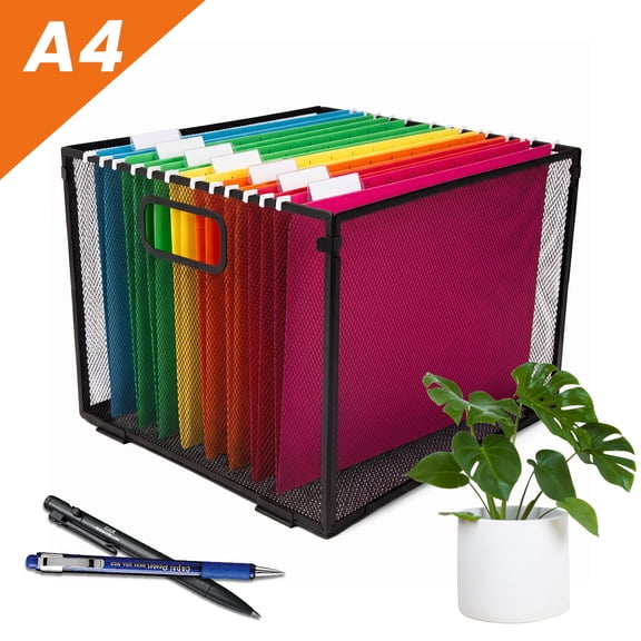 PHANCIR Mesh Metal Hanging File Organizer, Detachable Foldable File Folder for Home & Office, Medium