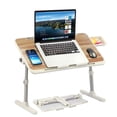 thumbnail image 1 of PHANCIR Height & Angle Adjustable Lap Desk, Laptop Stand Bed Tray, Foldable Laptop Desk with Storage Drawer, Walnut, 1 of 7