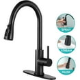 thumbnail image 1 of PHANCIR Kitchen Faucet with Pull Down Sprayer, High Arc Single Handle Kitchen Sink Faucets with Pause Button Premium with Deck Plate Suit to 1 or 3 Holes Black, 1 of 9