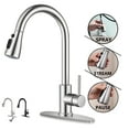 thumbnail image 1 of PHANCIR Kitchen Faucet with Pull Down Sprayer, High Arc Single Handle Kitchen Sink Faucets with Pause Button Premium Brushed Nickel with Deck Plate Suit to 1 or 3 Holes, 1 of 11