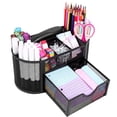 thumbnail image 1 of PHANCIR Mesh Desk Organizer, Black Pen Holder with 8 Compartments & 1 Drawer Stationery Supplies Organizers  for Office, Home,, 1 of 7