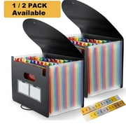 PHANCIR 24 Pocket Accordion File Organizer Thicker & Sturdy, Freestanding File Paper Folder with Labels for Classroom, Home, Office and Travel,2 Pack