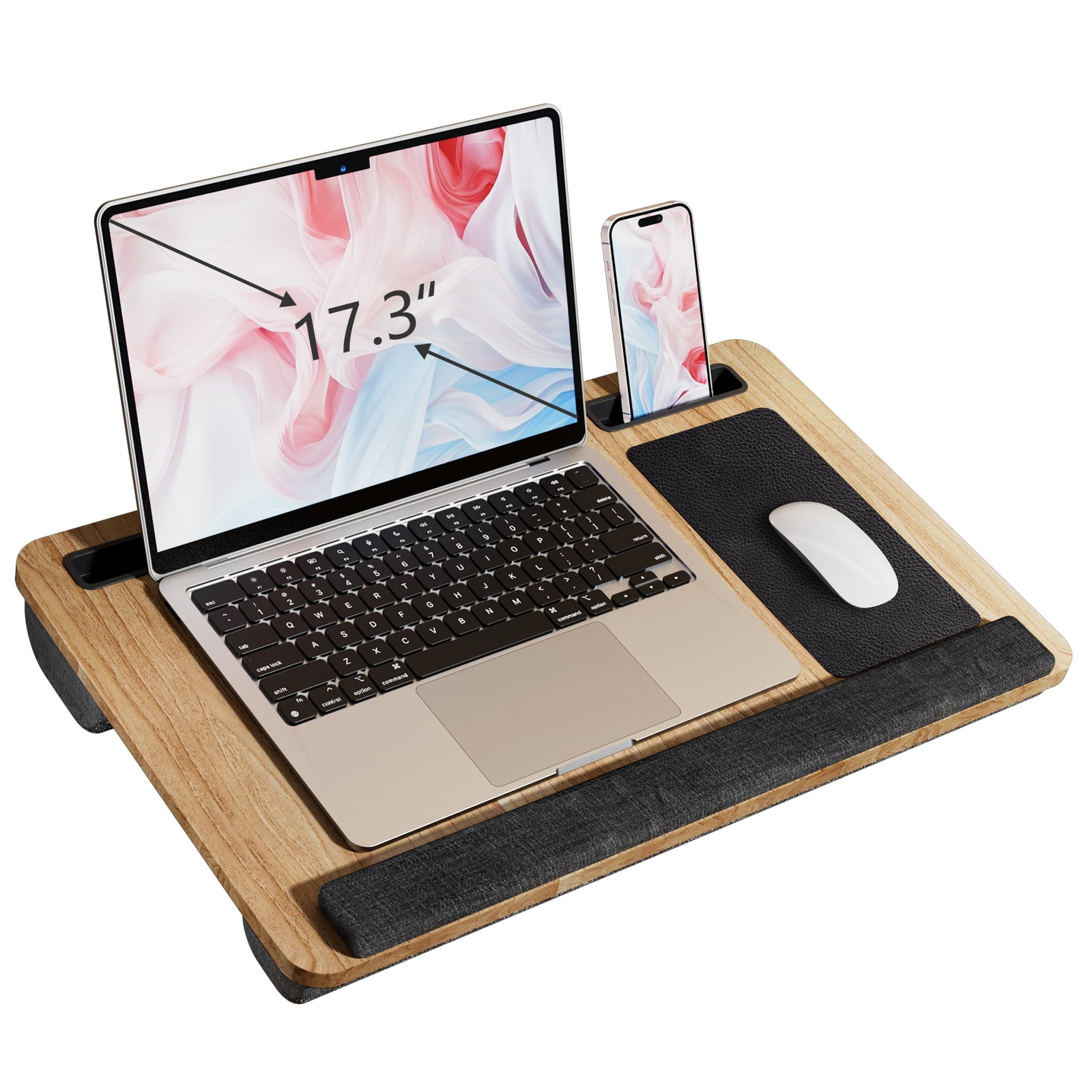 ROSSIE HOME Wood Bed Tray Lap Desk with Detachable Cushion