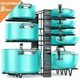 thumbnail image 1 of PHANCIR Pots and Pans Organizer Rack, 3 DIY Methods Adjustable 8-Tier Pot and Pan Rack, Metal Heavy Duty Organizer with Anti-slip Silicone Pad for Cabinet Kitchen Organization Storage, 1 of 9
