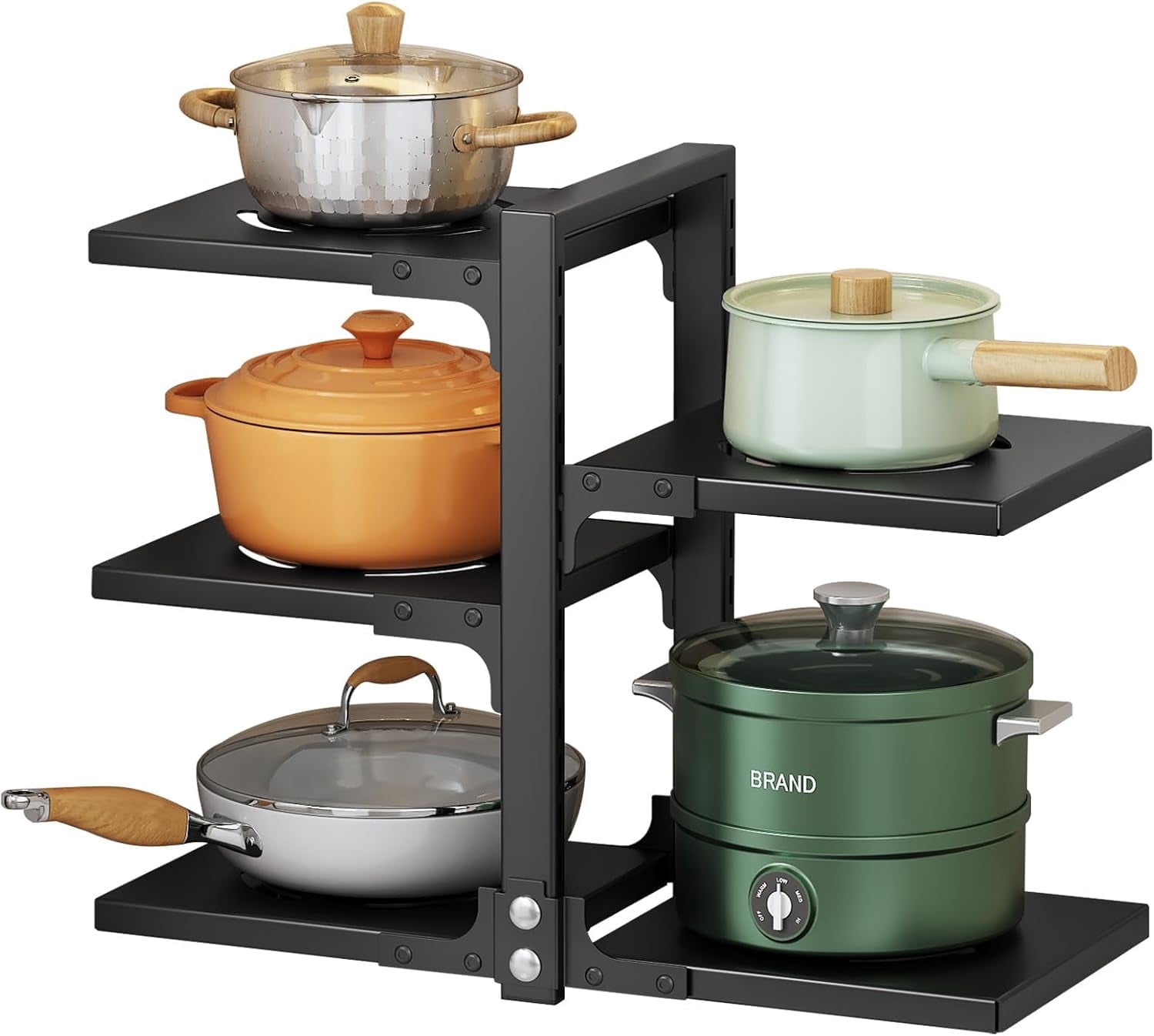 PHANCIR 3+2 Tier Pots and Pans Organizer Rack, Adjustable Pot and Pan ...