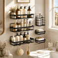 thumbnail image 1 of PHANCIR 6 PCS Shower Caddy, No Drilling Bathroom Organizer with Soap Holder, Adhesive Bathroom Caddy, Black, 1 of 10