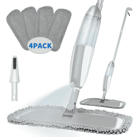 PHANCIR Microfiber Spray Mop for Floor Cleaning with 4 Washable Pads, Hardwood Floor Mop, Gray
