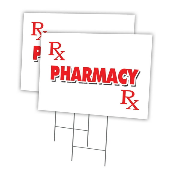 PHARMACY 2 Pack Of 18" x 24" Yard Sign & Stake | Advertise Your Business | Stake Included Image On Front Only | Made in The USA