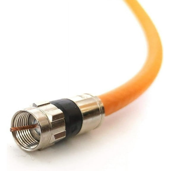 PHAT SATELLITE - Direct Burial Underground RG6 Coaxial Cable 18AWG Gel Coated Braid Anti-Corrosion Connectors UL ETL Digital HD Satellite ( 2 feet, Orange)