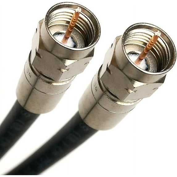 PHAT SATELLITE INTL 30 feet Quad Shield Solid Copper RG6 Coaxial Cable 3GHz CL2 UV Reisitant Jacket Indoor Outdoor Satellite Coax 18AWG 75 Ohm Anti-Rust Nickel Compression Connectors Assembled in USA