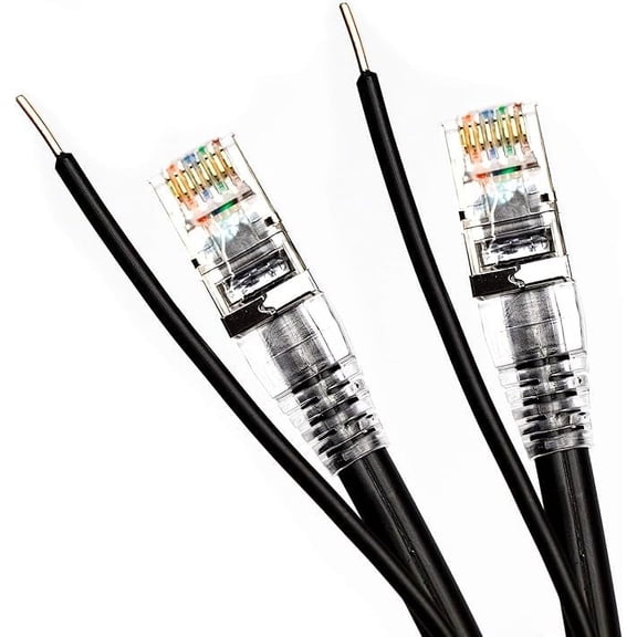 PHAT SATELLITE INTL - Shielded Bare Copper CAT5 with Ground F/UTP 24AWG 350MHz, EZ Pass Thru RJ45 Plug with Boot Network Data Ethernet LAN Cable UL ETL Assembled in USA (160 ft Black)