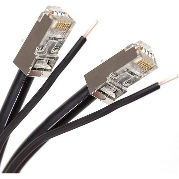 PHAT SATELLITE INTL - Shielded Bare Copper CAT5 with Ground F/UTP 24AWG 350MHz, EZ Pass Thru RJ45 Plug Network Data Ethernet LAN Cable UL ETL Assembled in USA (340ft Black)