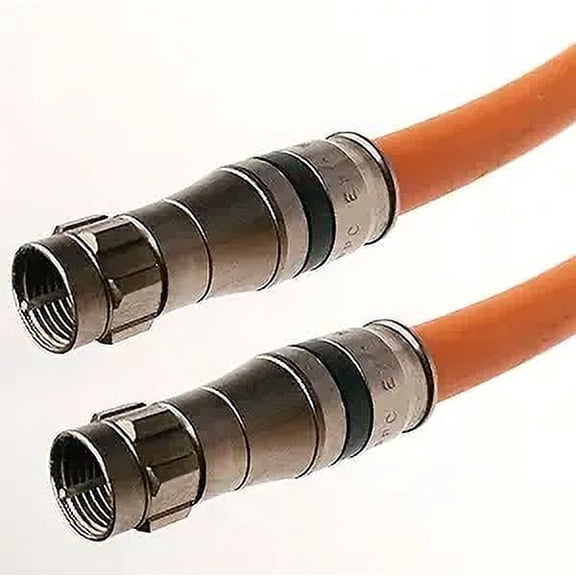 PHAT SATELLITE - Tri-Shield 14AWG 75 Ohm Gel Coated Braid Direct Burial Underground RG-11 Coax HD Cable TV Antenna Nickel Plated Brass (1 feet, Orange)
