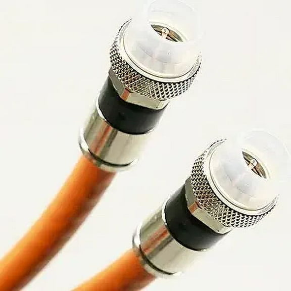 PHAT Satellite - Direct Burial Flooded RG-6 Underground Coaxial Cable with Weather Boot F-Connectors, 18AWG 75 Ohm, Enhanced Tri-Shield 77% Braid, Assembled in USA (2 feet, Orange)