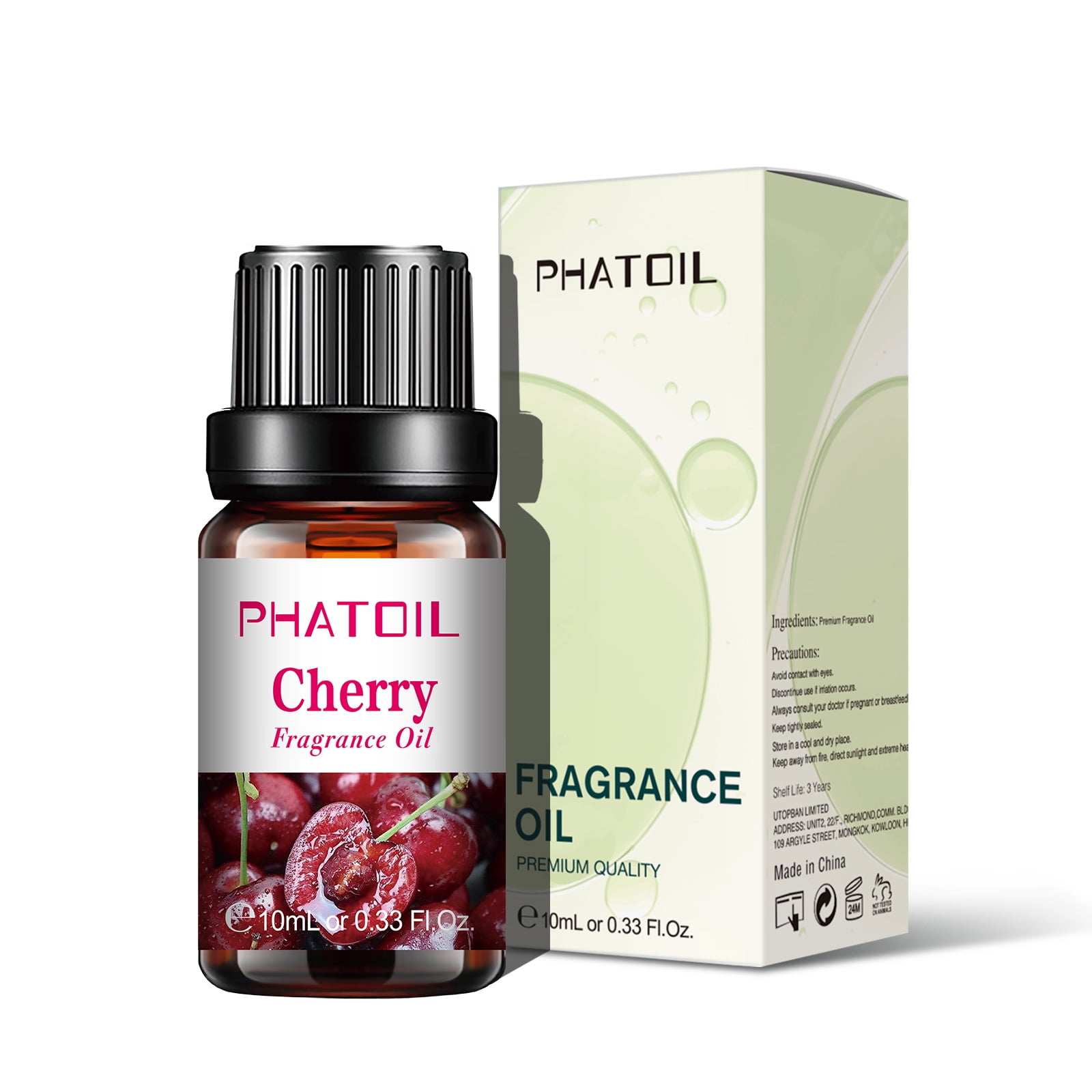 PHATOIL 0.33fl.oz Cherry Essential Oils for Aromatherapy, Diffuser, Yoga,  Skin Care, DIY Candle and Soap Making - 10ml