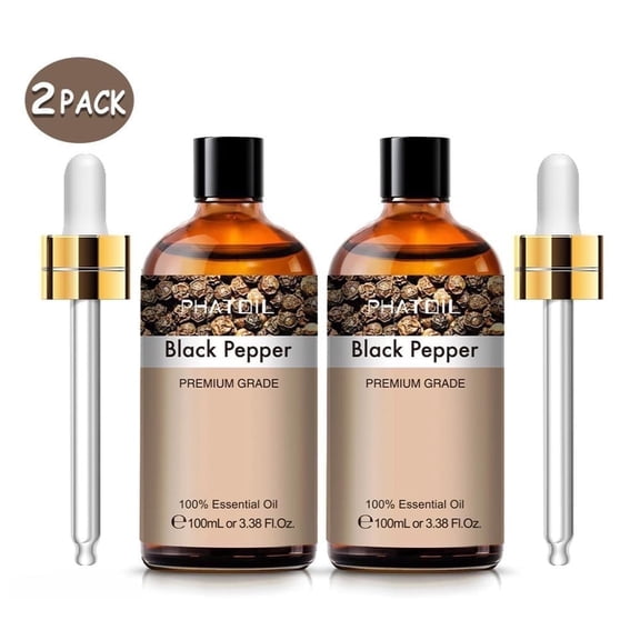 PHATOIL 3.38 Fl Oz Black Pepper Essential Oils, Premium Grade Essential Oil for Diffuser, Skin Care, Aromatherapy, and DIY Soap Making (2pcs)
