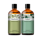 PHATOIL Patchouli and Cajeput Essential Oil Set for Diffusers,Aromatheraspy,Skin Care,Hair,Perfume,Humidifiers,Candle and Soap Making,3.38fl oz