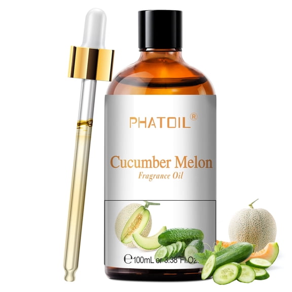 PHATOIL Cucumber Melon Fragrance Oil 100 mL, Crisp Clean Fresh Summer Scent for Home Diffuser, Candle Making, Soap DIY Crafting