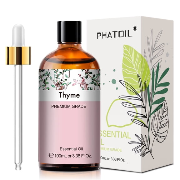 PHATOIL Thyme Essential Oils for Skin and Body, Thyme Oil for Candle Making, Diffuser, Massage, 3.38 Fl Oz