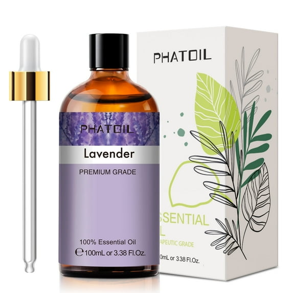 PHATOIL 100ml/3.38 fl.Oz Lavender Essential Oils Perfect for Humidifier, Bath, Help Sleep, Relaxation