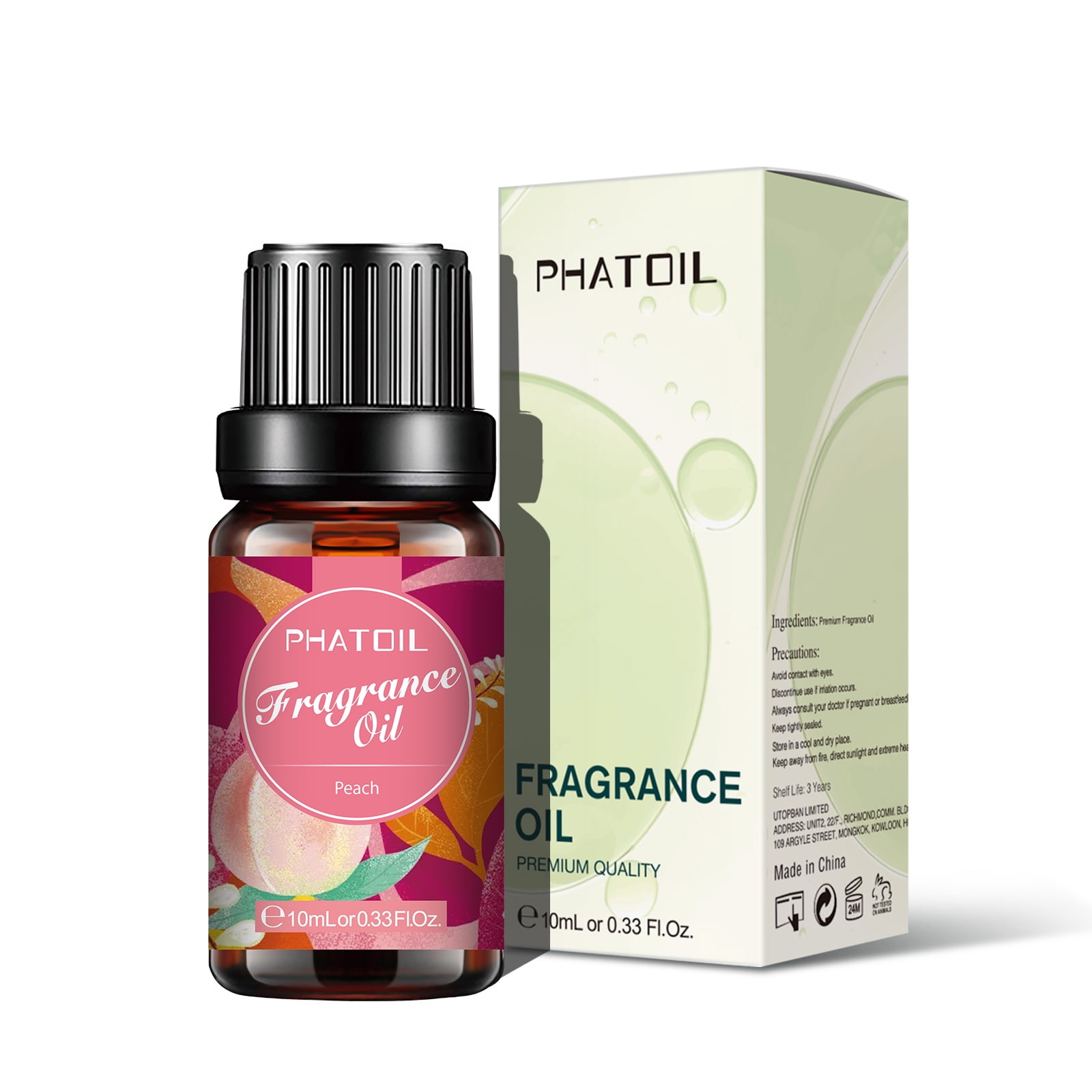 PHATOIL 10ML Floral Fragrance Oils, Peach Essential Oils for Aromatherapy,  Diffusers, Skin Care, DIY Soap Candle Making