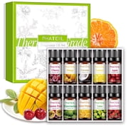 PHATOIL 10PCS Fragrance Oil Set, Apple, Mango, Watermelon, Cherry, Coconut Candle Scents For Candle Making, Freshie Scents, Soap Making Supplies, Diffuser Oil Scents