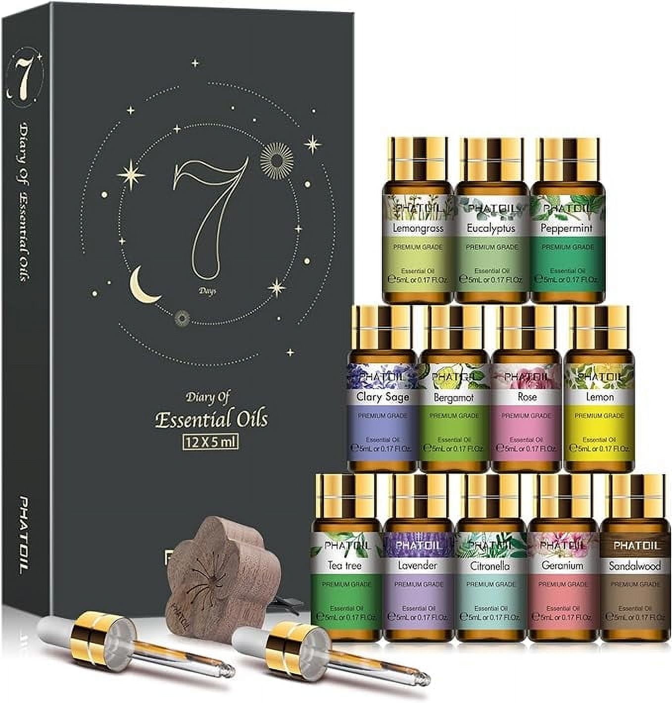 PHATOIL 12PCS Essential Oils Gift Set Perfect for Aromatherapy Diffusers Humidifier, Christmas Gift, Relaxation - (5ml 12-Pack)