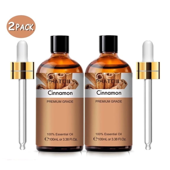PHATOIL Essential Oil Pack Of 2,100% Pure Cinnamon Essential Oil for Diffuser,Skin and Body,100ML/3.38FL.OZ