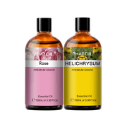 PHATOIL 2-Pack Rose and Helichrysum Essential Oil Set 100% Pure for Diffusers,Humidifier,Skin Care,Face,Body,Soap Making,Candle Making,3.38 FL oz