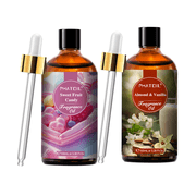 PHATOIL 2-Pack Sweet Fruit Candy and Almond&Vanilla Fragrance Oil Set,3.38Fl,oz Each for Candle and Soap Making,Diffuser,Aromatherapy,Skincare,Body,Perfume,Bath Bombs