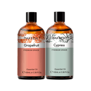 PHATOIL Grapefruit and Cypress Oil Set,2-Pack Pure Essential Oil for Diffusers,Skin,Body Massage,Hair,Candle Making,Aromatherapy,Perfume,100ml