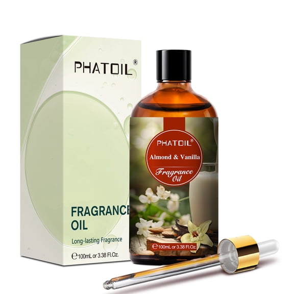 PHATOIL 3.38Fl.Oz Almond & Vanilla Fragrance Oil Diffuser Oil for Home, Aromatherapy, Soap Making Fragrance Oil