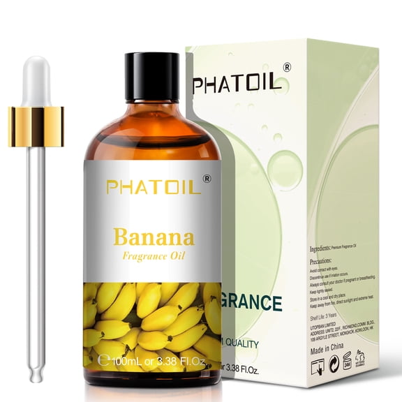 PHATOIL Banana Fragrance Oil for Candle Making, Diffusers, Humidifiers, Bath Bomb, DIY Perfume Craft, 3.38 fl oz