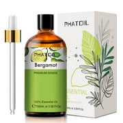 PHATOIL Bergamot Essential Oils 100% Pure Natural for Aromatherapy, Humidifiers, Skin Care, Massage, Great for DIY Candle and Soap Making - 100ml/3.38 fl.Oz