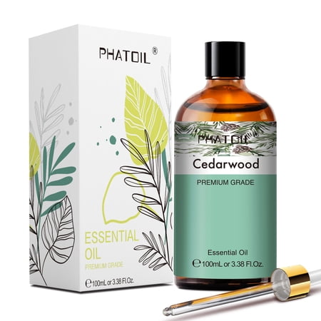 PHATOIL Cedarwood Essential Oil 100ML, Pure Undiluted Warm Woody Aromatherapy Oil for Diffusers, Humidifiers, Car Freshener, Relaxation, DIY Candle Soap Making