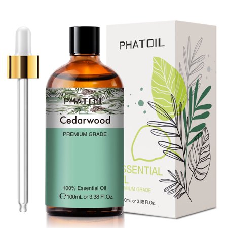 PHATOIL 3.38 Fl Oz Cedarwood Essential Oil for Hair Skin & Diffuser, 100% Natural Cedarwood Oil for Hair Aromatherapy Soap Making Scent