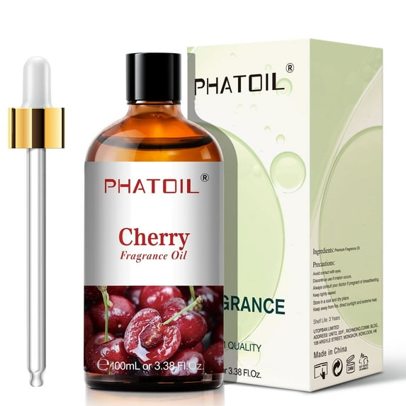 PHATOIL Cherry Essential Oils for Skin, Cherry Fragrance Oils for Diffuser, Yoga, Spa Massage, Aromatherapy, Candle Making, 3.38Fl.Oz