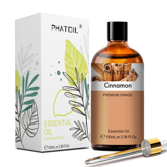 PHATOIL Cinnamon Essential Oils 100% Pure Natural Perfect for Aromatherapy Diffusers, Humidifiers, Skin Care, Massage, Relaxation 100ml/3.38 fl.oz