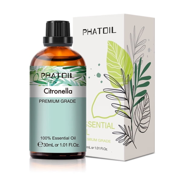 PHATOIL Citronella Essential Oils 100% Pure for Diffusers, Humidifier, Aromatherapy Massage Bath Sleep Relaxation 30ml/1.01 fl.Oz