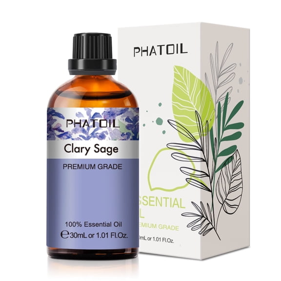 PHATOIL Clary Sage Essential Oils for Diffusers Humidifier 100% Pure Natural Aromatherapy Massage Bath Sleep Relaxation 30ml/1.01 fl.Oz
