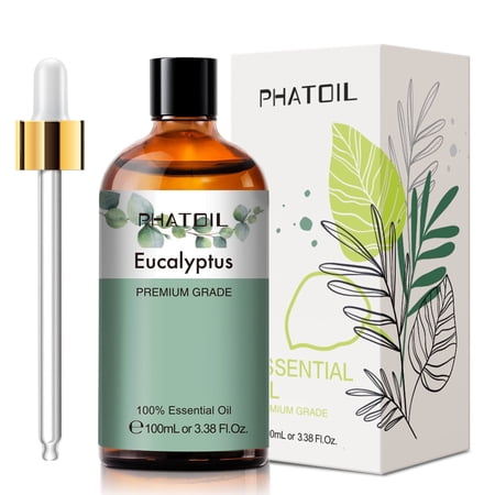 PHATOIL 3.38 Fl Oz Eucalyptus Essential Oil for Diffuser, Skin Care, 100% Pure Natural Eucalyptus Oil for Hair, Aromatherapy & DIY Soap Making