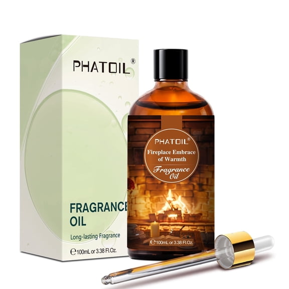 PHATOIL 100ML Fragrance Oils for Aromatherapy, Essential Oils for Home, Perfect for Humidifier, Yoga, DIY Candle and Soap Making - Fireplace Embrace of Warmth Scent