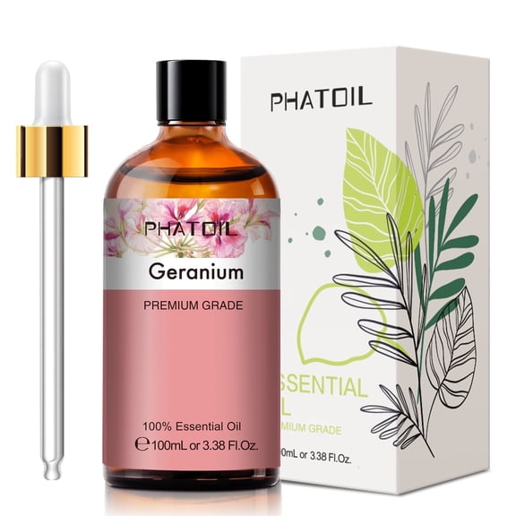 PHATOIL 3.38 Fl Oz Geranium Essential Oil for Skin, 100% Pure Natural Geranium Oil for Diffuser, Soap Making Scent