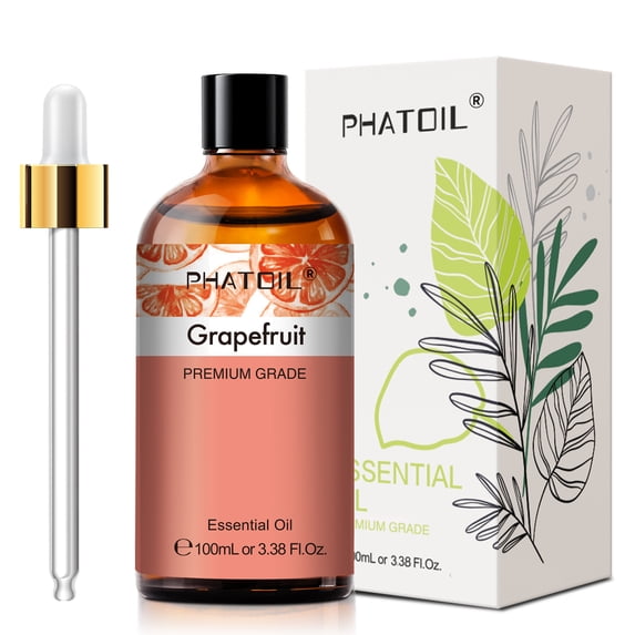 PHATOIL Grapefruit Essential Oils 100% Pure for Diffuser, Candle Making, Grapefruit Oil for Aromatherapy, Home Care, Humidifiers, 3.38 fl.Oz
