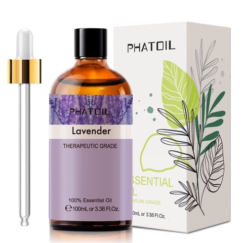 PHATOIL Lavender Essential Oils 100% Pure Natural Perfect for Skin Care, Massage, Relaxation - 3.38 fl.Oz