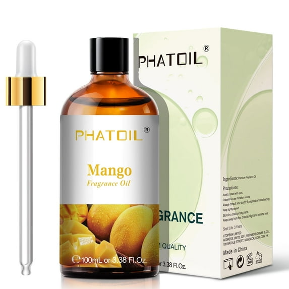 PHATOIL Mango Essential Oils 100ML (3.38fl.oz) 100% Pure Natural for Aromatherapy Therapeutic Grade Skin Care Massage Relaxation DIY Candle and Soap Making