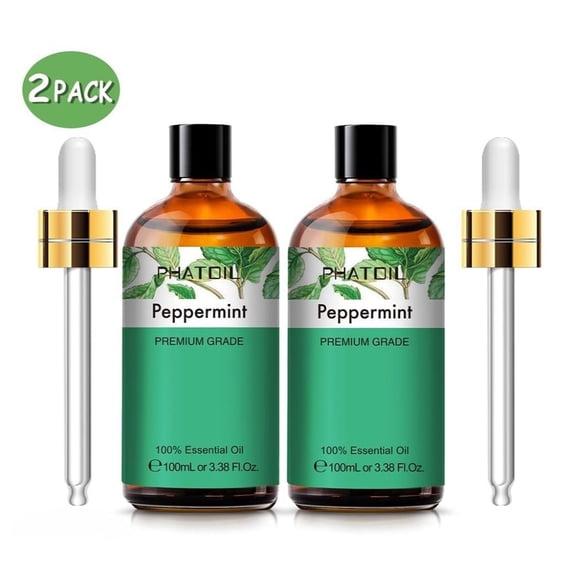 Phatoil 2 Pack Peppermint Oil For Skin, Natural Peppermint Oil For Energy Boost Massage Diffuser